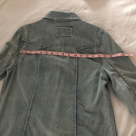 Rhinestone & Studs Denim Shirt! Pearlize snap front! 2 pockets! 3/4 sleeve! S/M - Picture 14 of 15